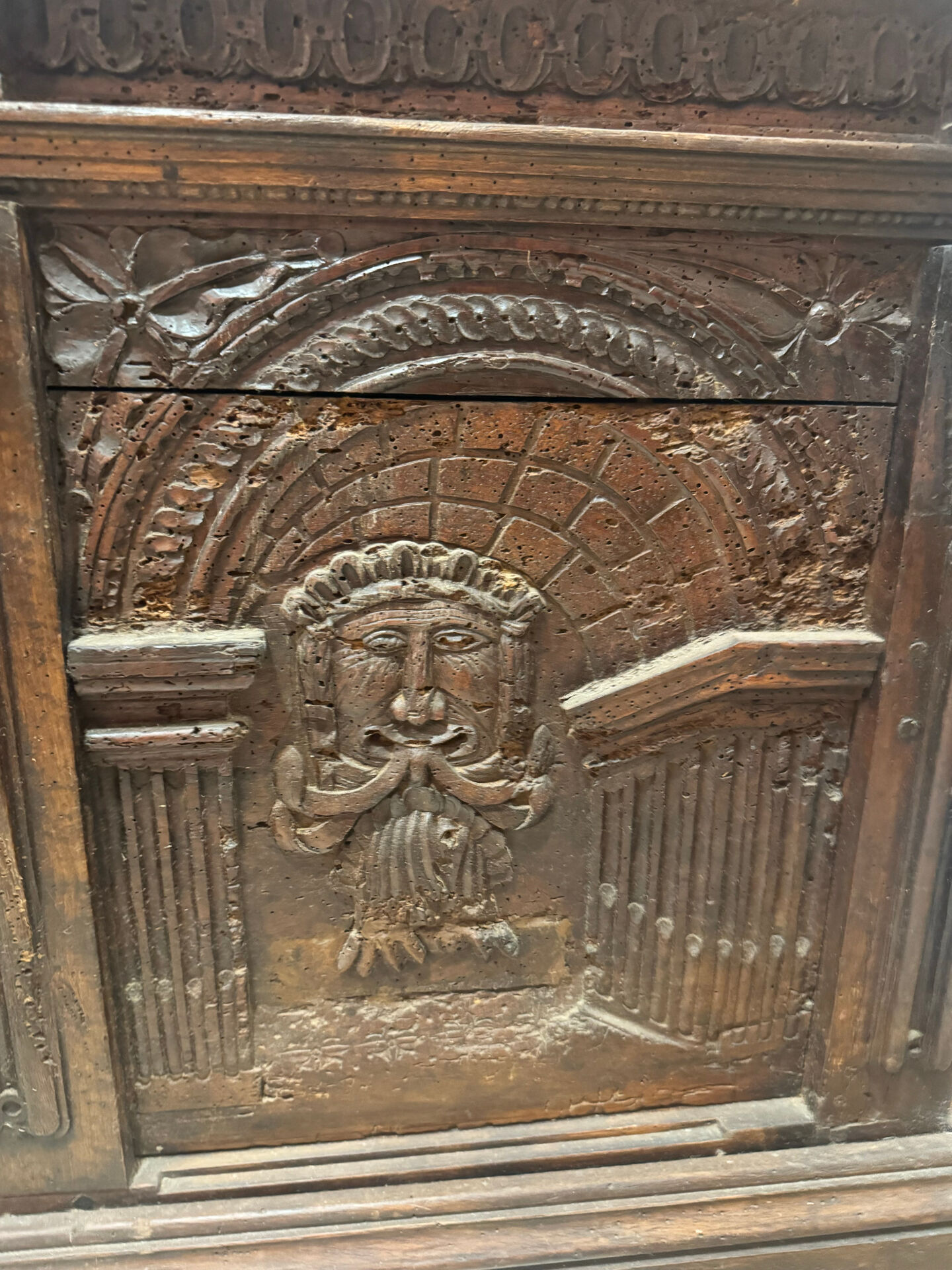 Large oak chest from the 18th century.