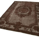 Handmade distressed oriental 1980s 195 cm x 313 cm brown carpet