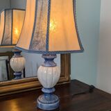 Lampe de salon en albâtre bleu et blanc