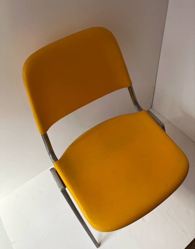Vintage yellow metal chair Don Albinson for Knoll