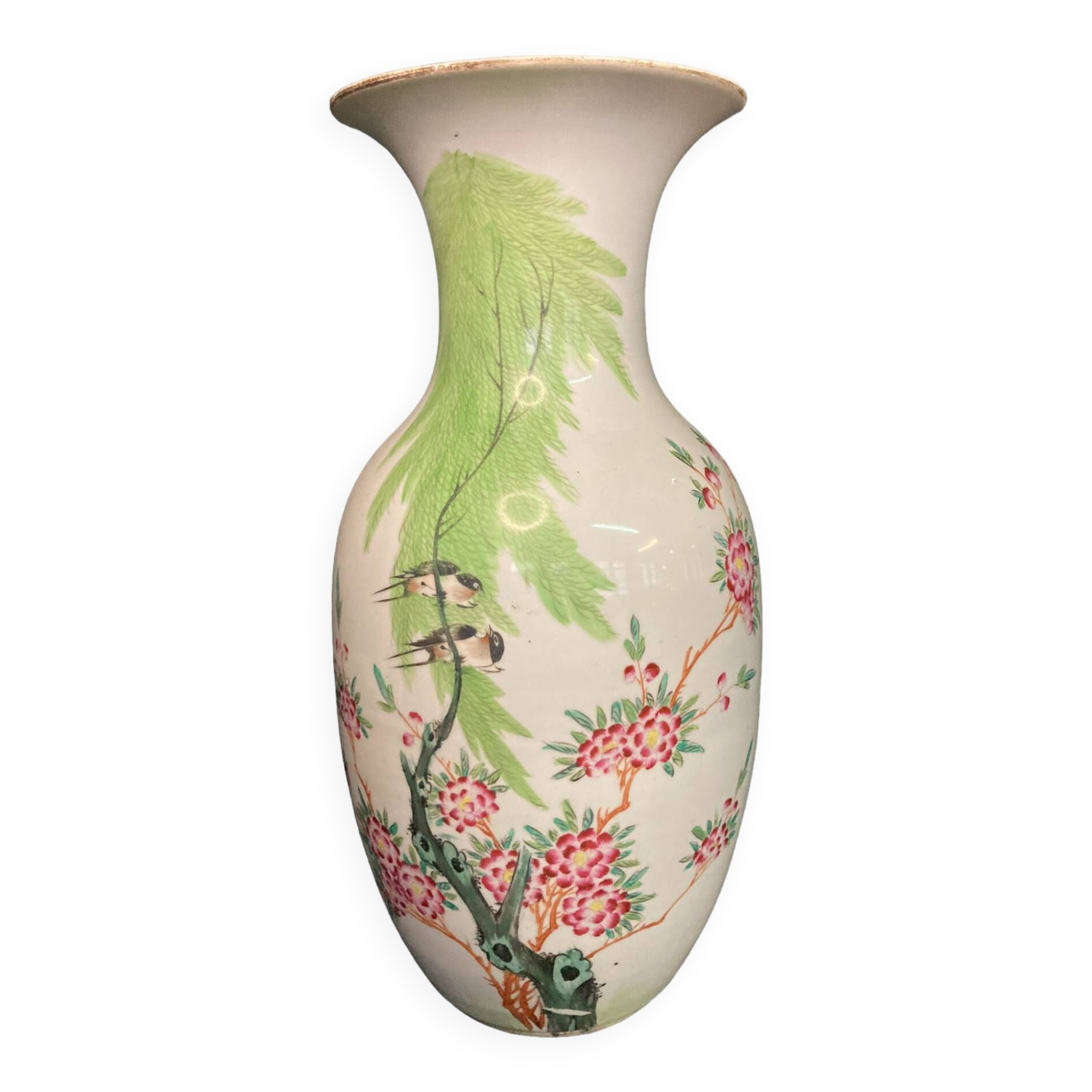China, large old polychrome porcelain vase, late 19th century