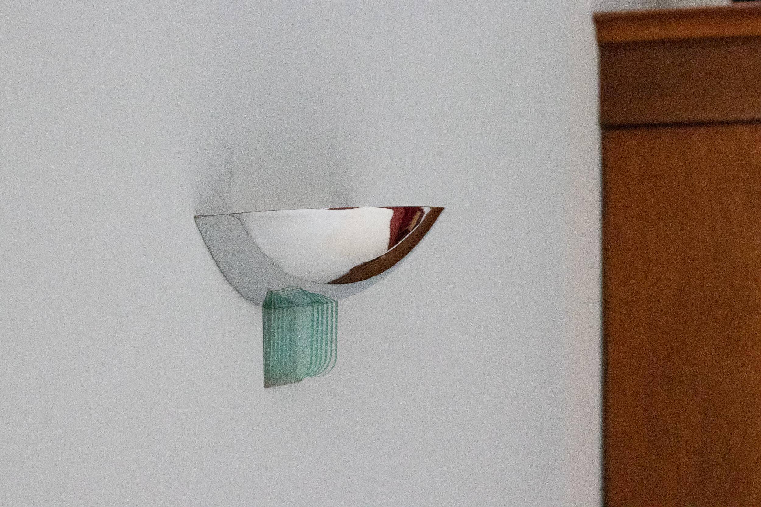 Chrome and crystal wall light, Italy, 1960s