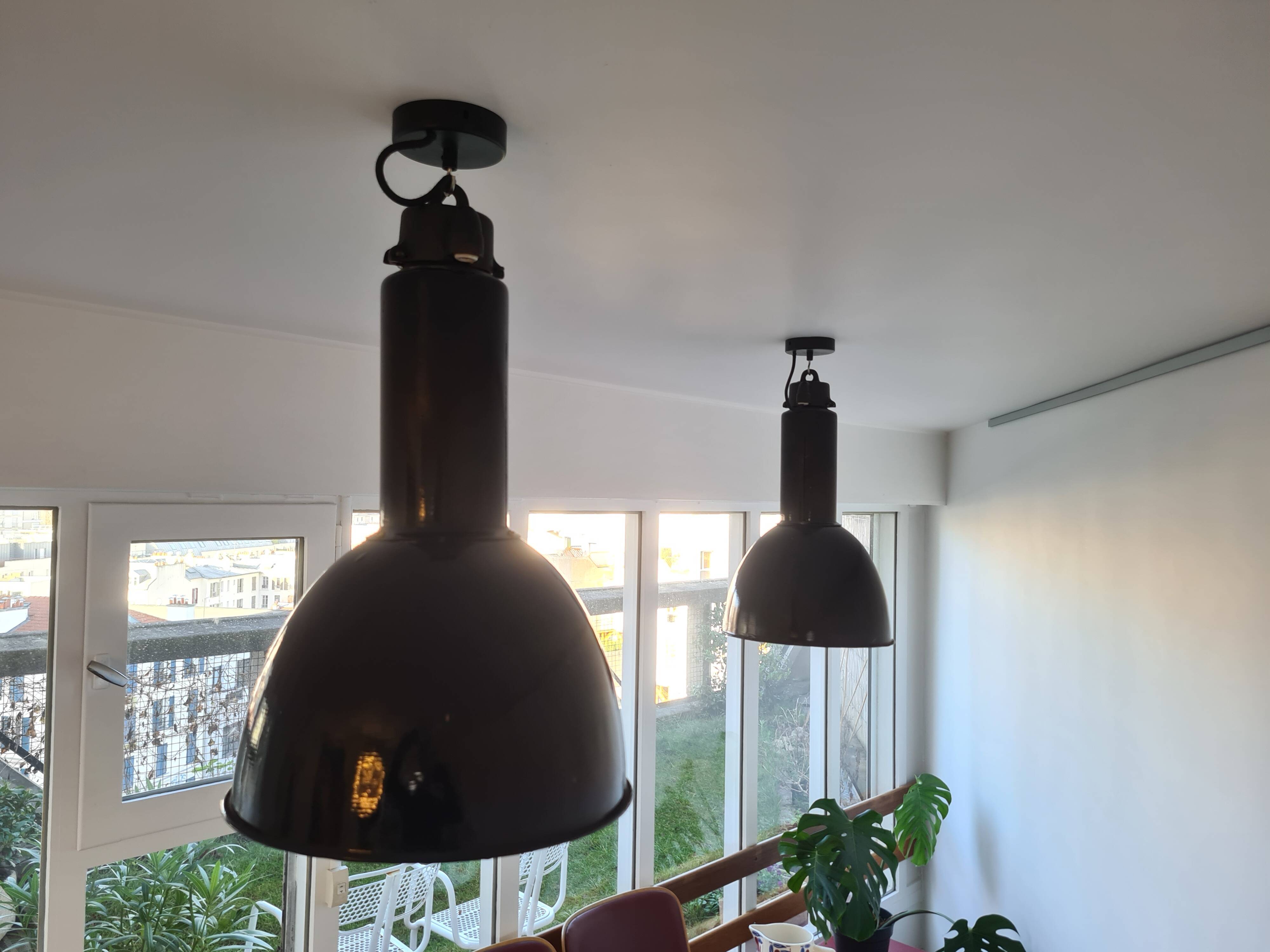 Czechoslovakian black industrial lamp from the 40s/50s called Bauhausde