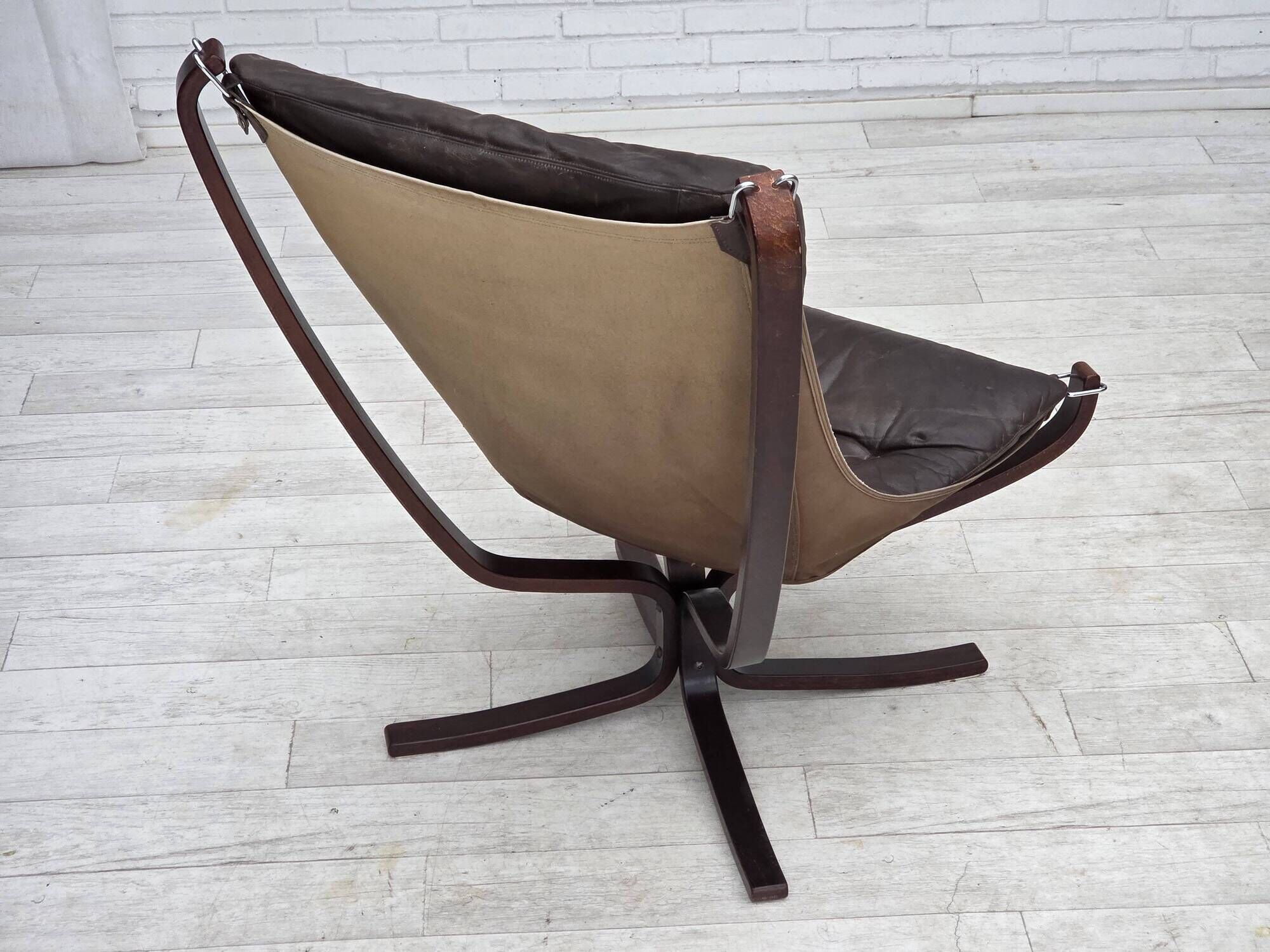 1970s, Norwegian design by Sigurd Ressel, chair "Falcon" with footstool.