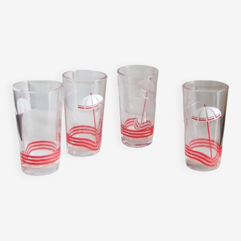 Lot de 4 verres à orangeade, Yougoslavie années 1980