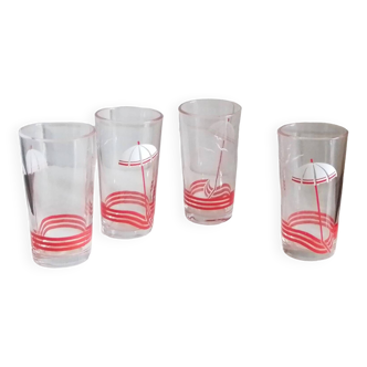 Lot de 4 verres à orangeade, Yougoslavie années 1980