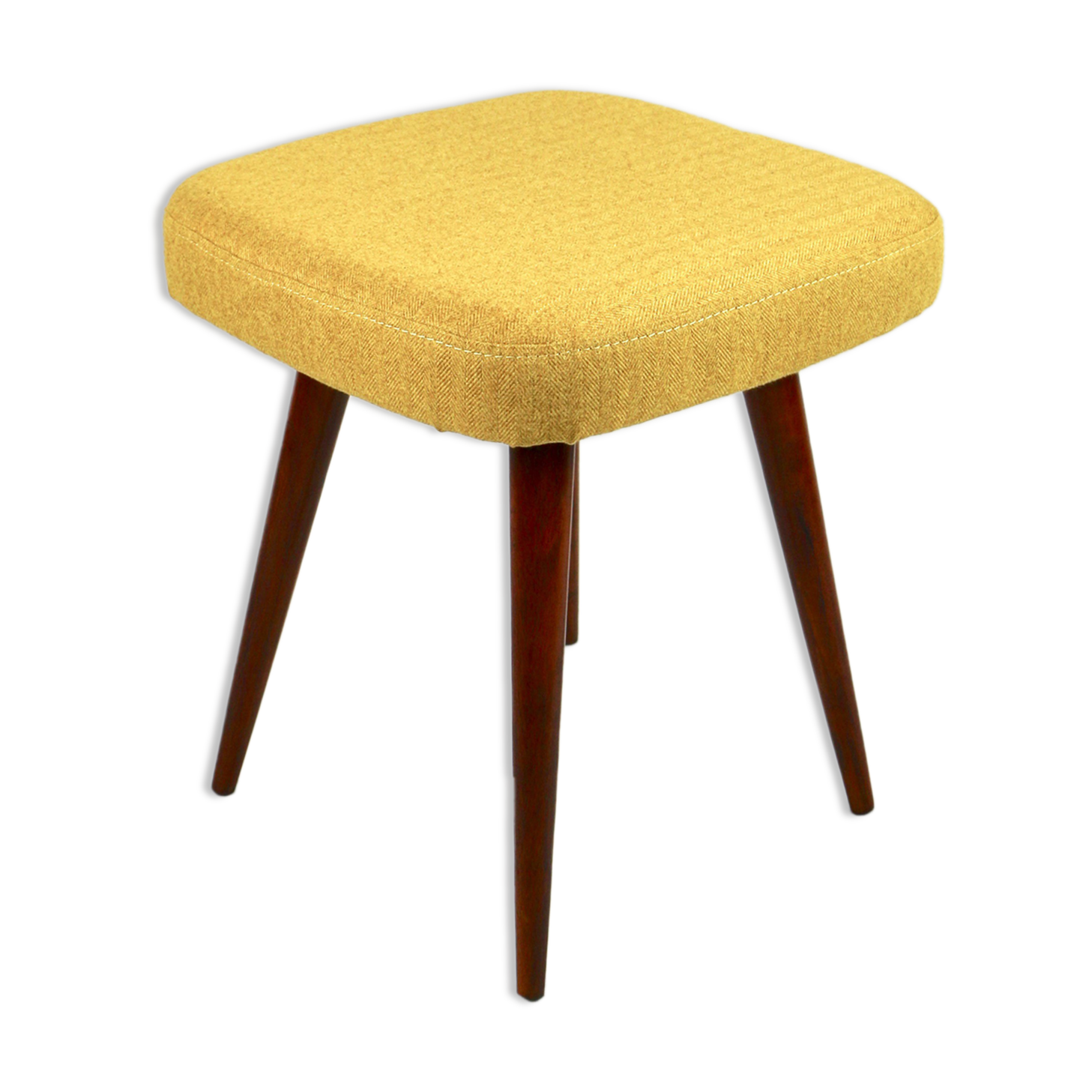 Vintage Yellow Tweed Stool, 1970s