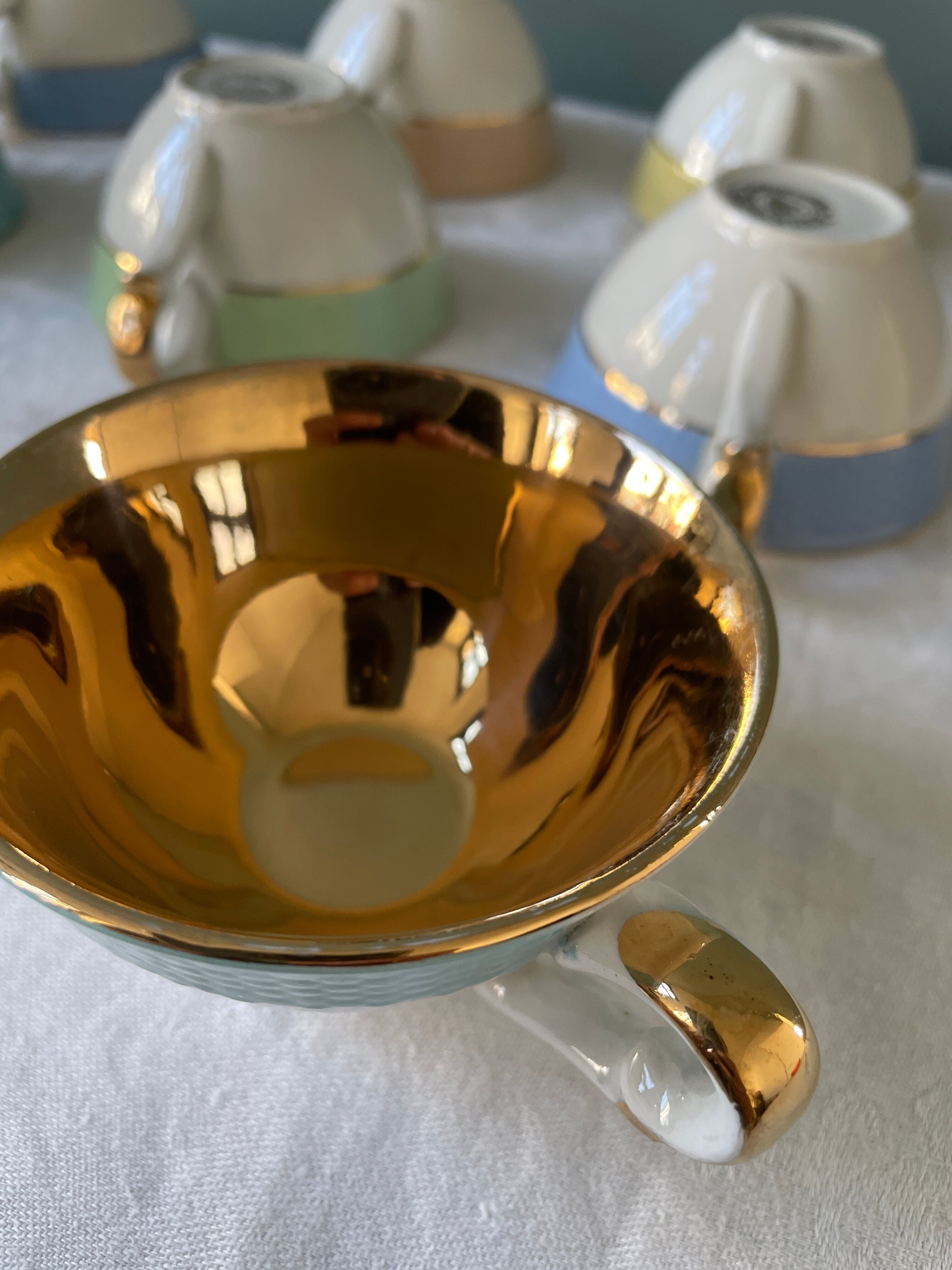 Set of 7 vintage coffee cups Poreylor L'Amandinoise