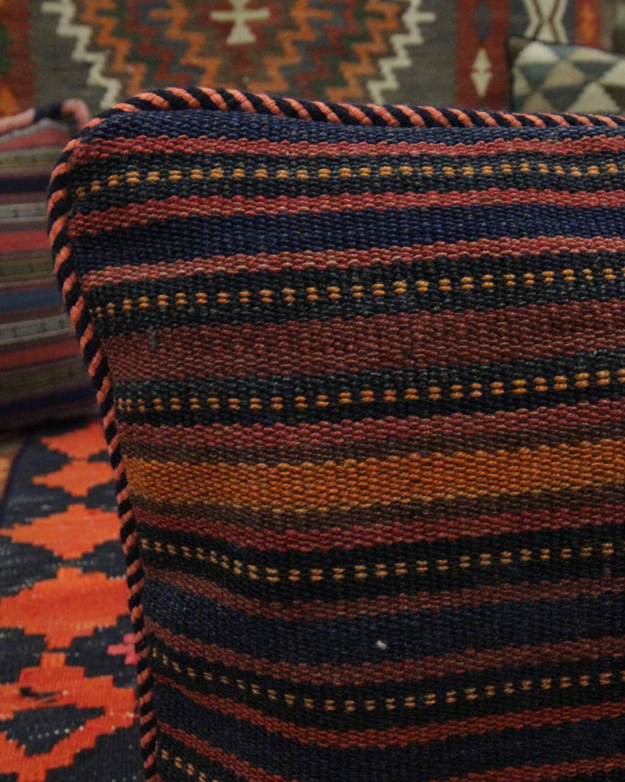 Striped Kilim Cushion Cover Handwoven Wool Scatter Pillow- 35x35cm