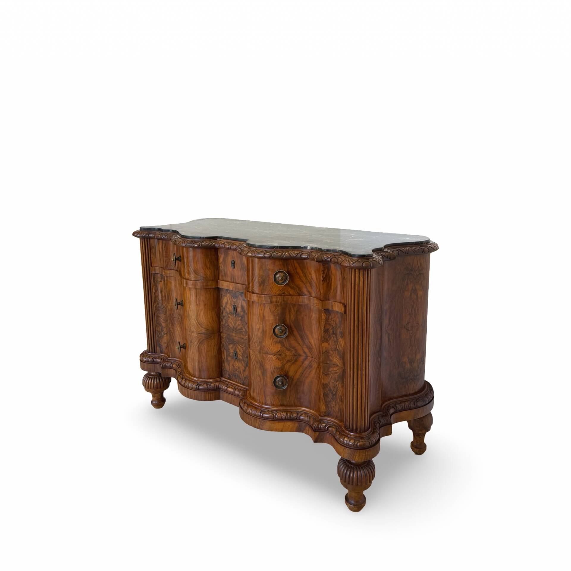 antique walnut serpentine commode