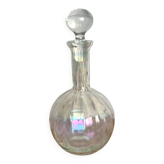Round iridescent glass carafe, 20th century