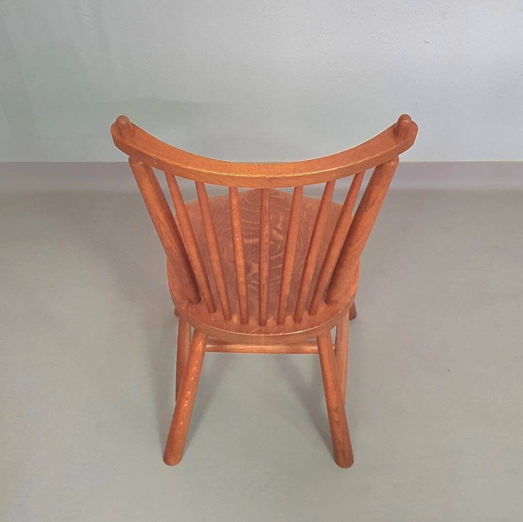 Lot de 6 chaises de salle à manger à dossier fuselé De Ster Geldermalsen en chêne massif, 1960