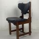 Ensemble de 4 chaises de salle à manger brutalistes en chêne et cuir, années 1960