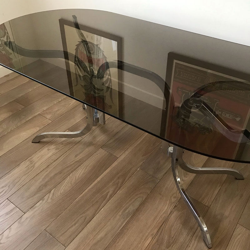 Table chrome et verre 70s
