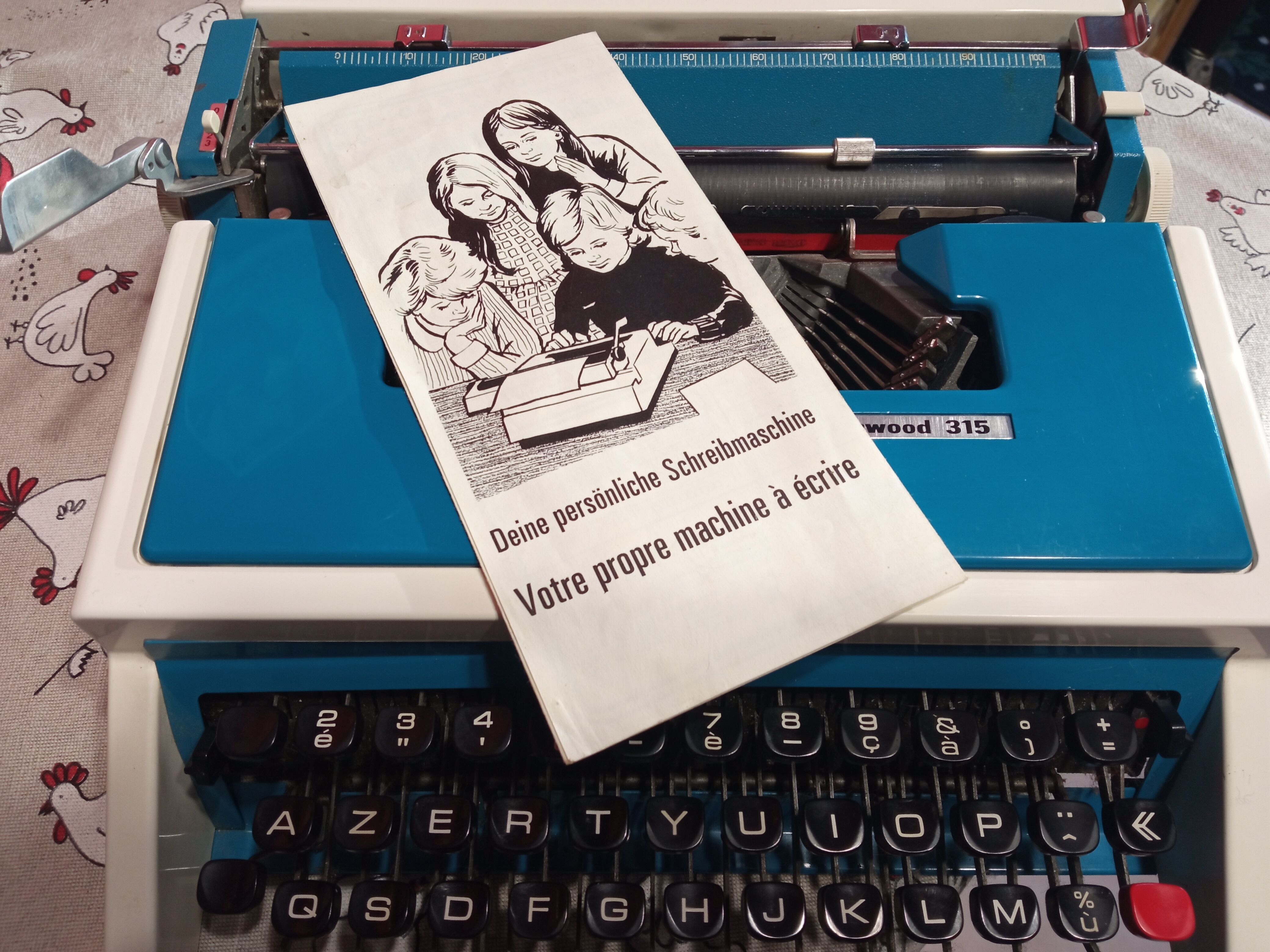 Blue Underwood 315 Portable Typewriter