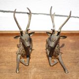 Paire de cerf, sculpture, cerf laiton, décoration intérieur, bouddhiste, collection, deer, brass