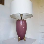 Lampe de table céramique rose et or tripode