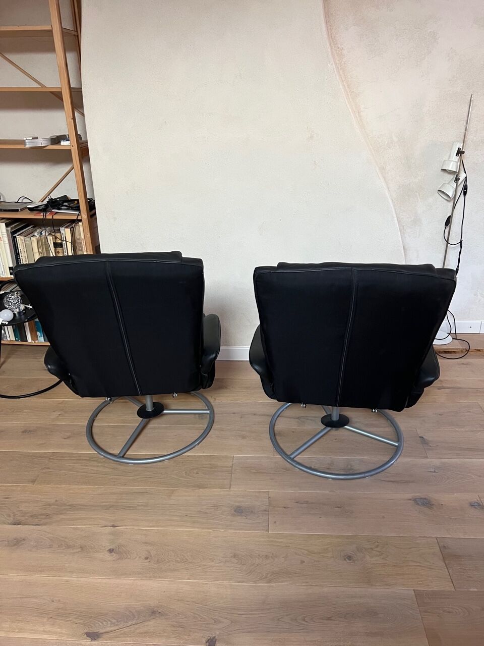 Ikea malung leather armchairs black