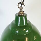 Lampe à suspension industrielle en émail vert de Maxlume, années 1960