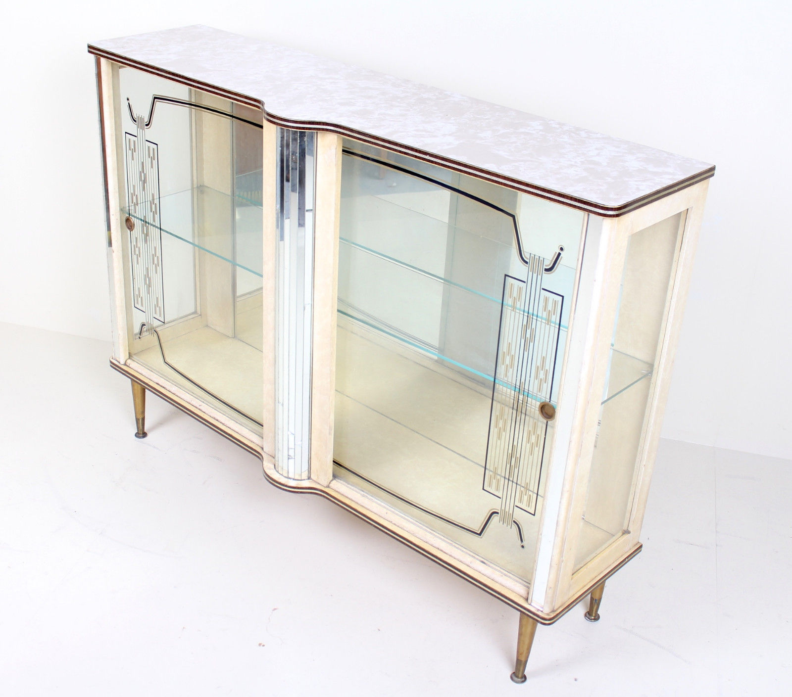 Retro vintage glass sliding door display case