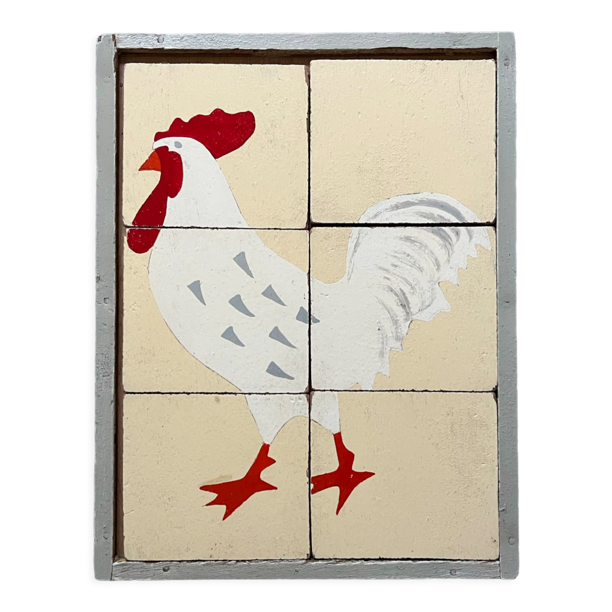 Wooden puzzle frame from the 30s/40s representing a rooster