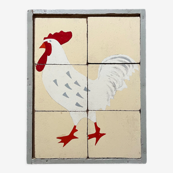 Cadre puzzle en bois des années 30/40 représentant un coq