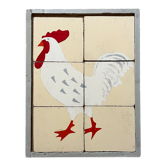 Wooden puzzle frame from the 30s/40s representing a rooster