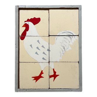 Cadre puzzle en bois des années 30/40 représentant un coq