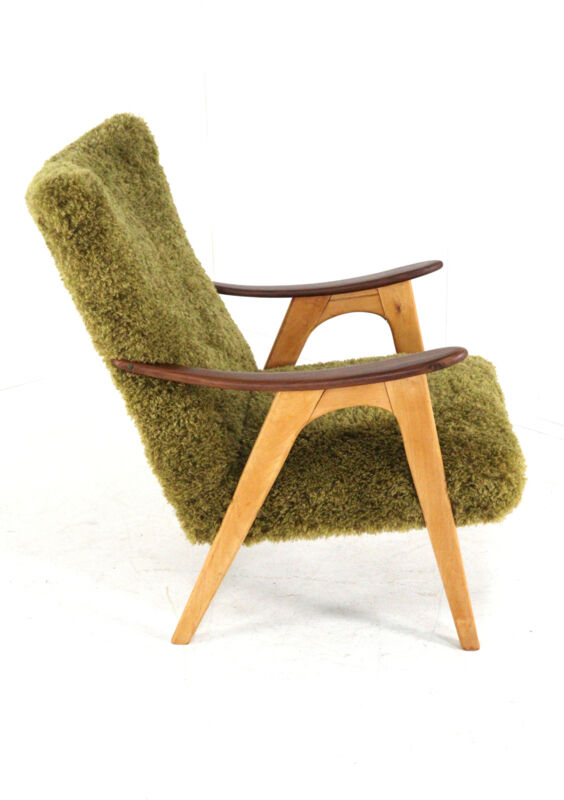 Two tone doodle armchair 'Wing'  fully restored unique upholstery wingback