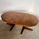 Old inlaid wood table designed by Dieter Waeckerlin Idealheim from the 60s, extendable