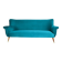 Turquoise velvet 3-seater sofa, 1960s, restored.