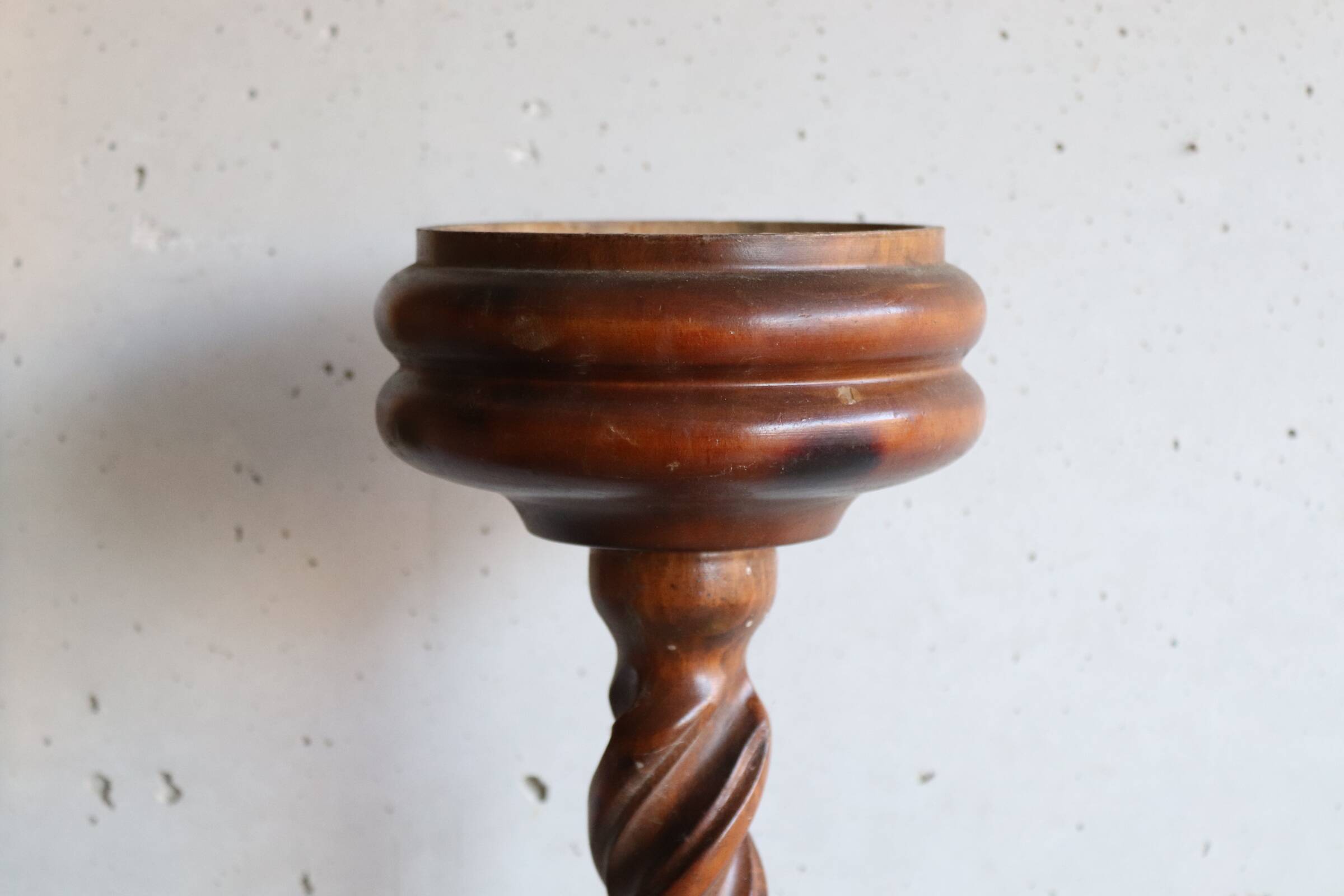 Candlestick / Bolster / Old plant holder in turned wood