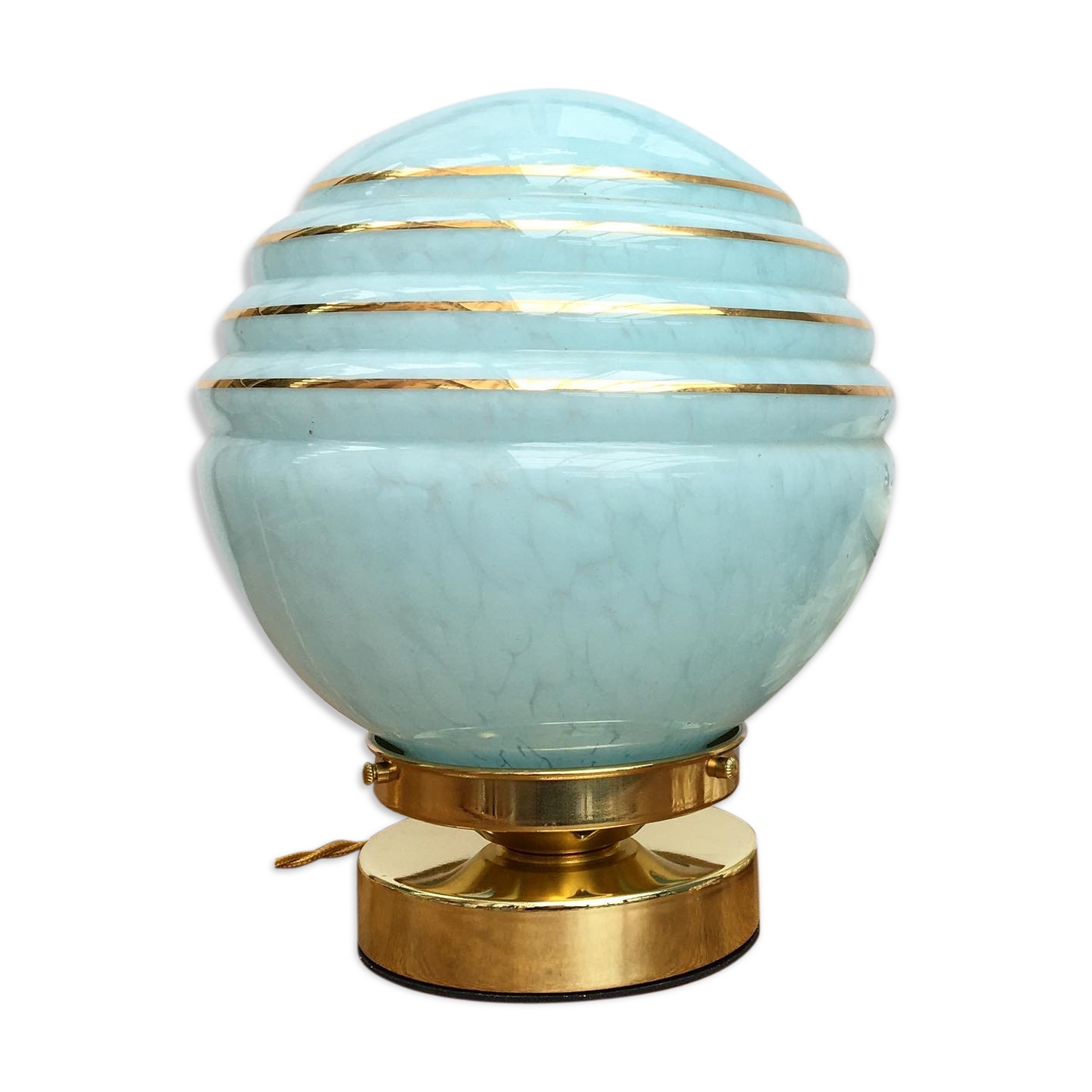 Clichy glass lamp pale blue and gilded