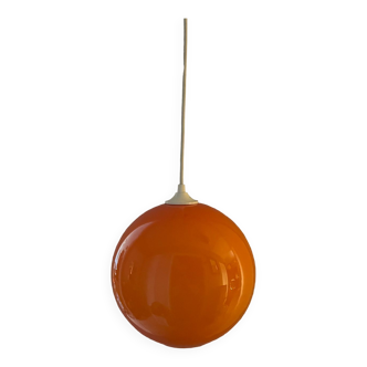 Lustre suspension ronde orange vintage opaline