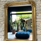 Louis-Philippe mirror gilded with gold leaf, mercury glass, 97.5cm