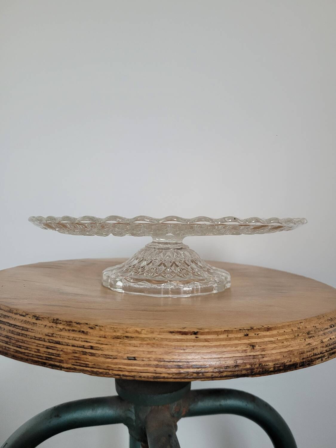 Plate on molded glass pedestal