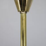 Art Deco brass chandelier with white glass, Czechoslovakia 1930s