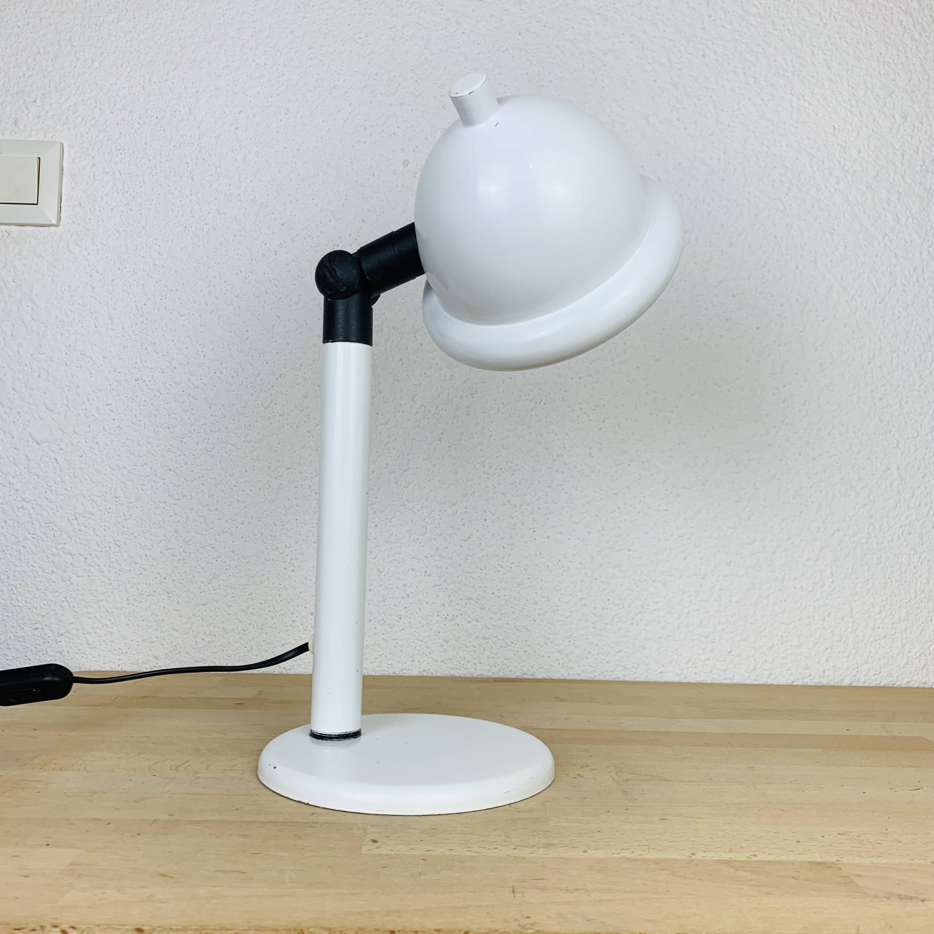 Lampe de bureau en métal blanc, Ikea années 80