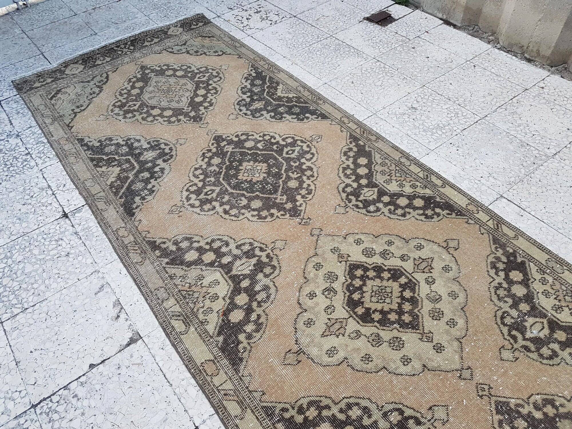 Vintage Turkish hallway rug 106x379 cm