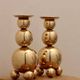 Pair of Swedish Brass Candle Holders, Mid-Century Style, Signed Gusum, Dated 1982