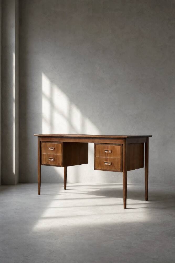 Vintage Scandinavian modern teak desk from the 1960s with drawers.