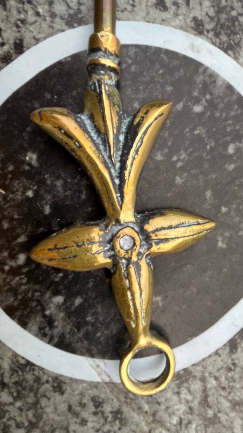 Old brass fireplace set