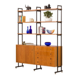 Wall unit, Scandinavian bookshelf in oak, 1970s.