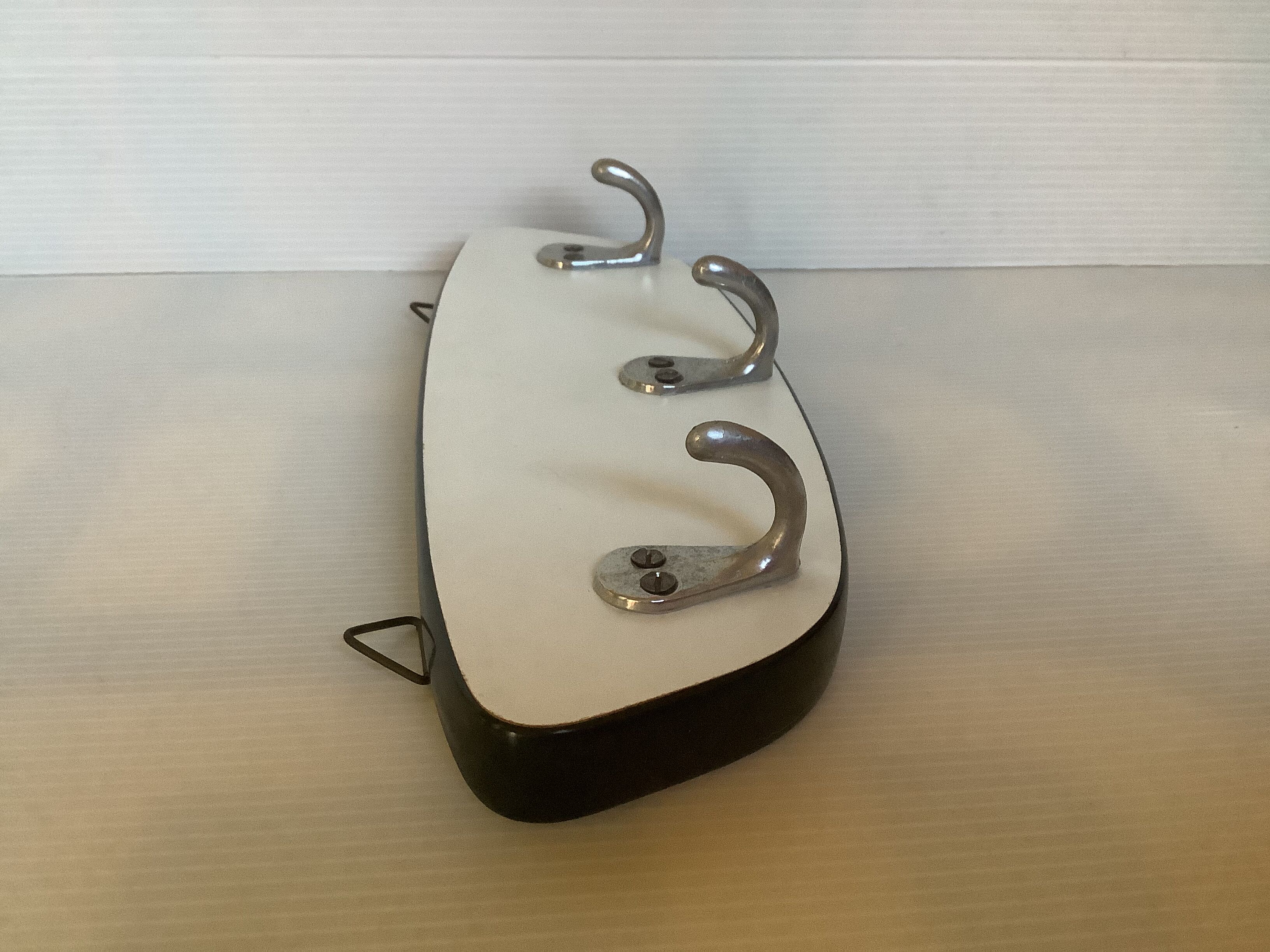 Formica asymmetrical tea towel coat rack