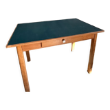 Table de ferme bois & bleu paon