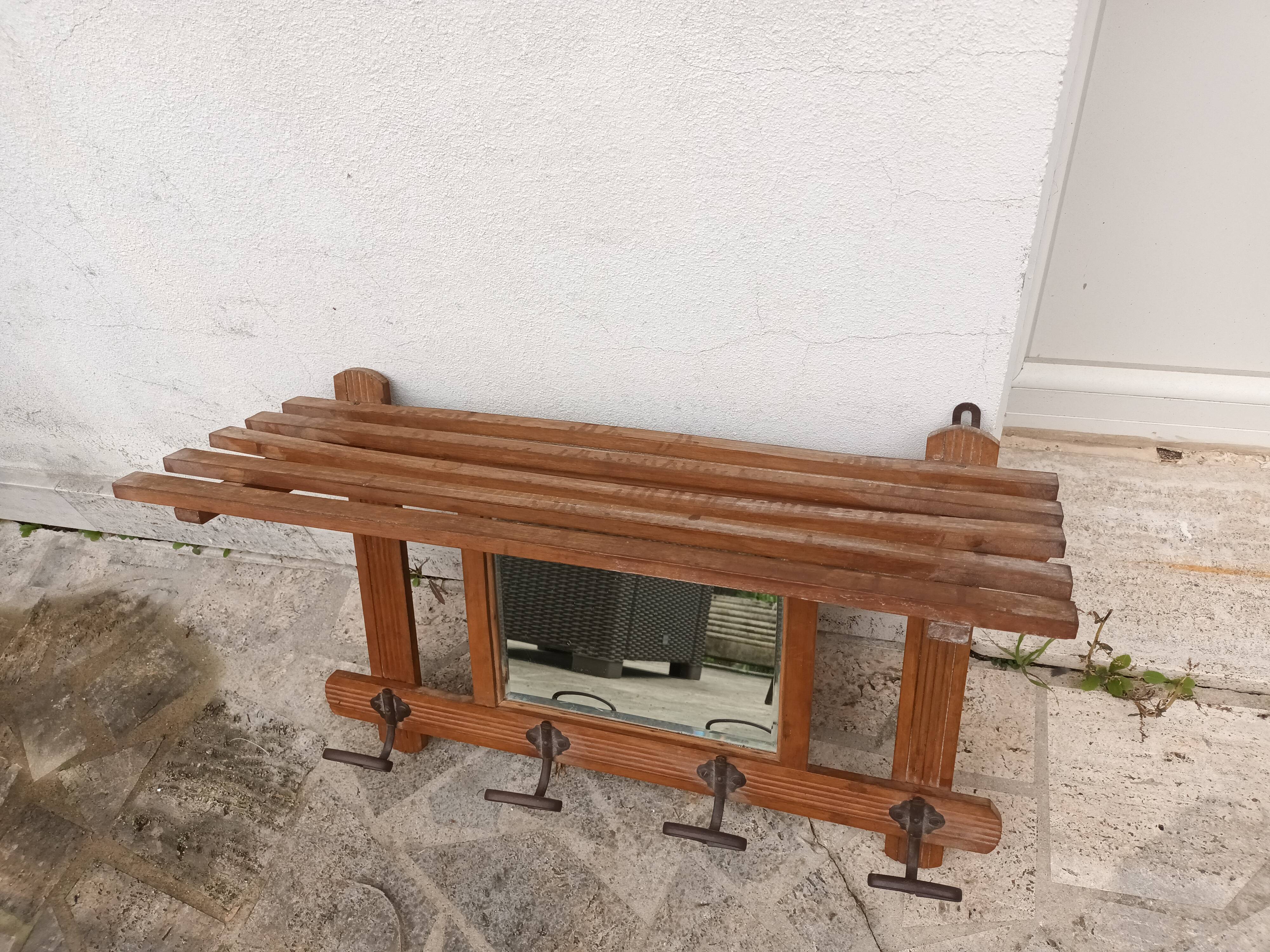 Wall coat rack with mirror
