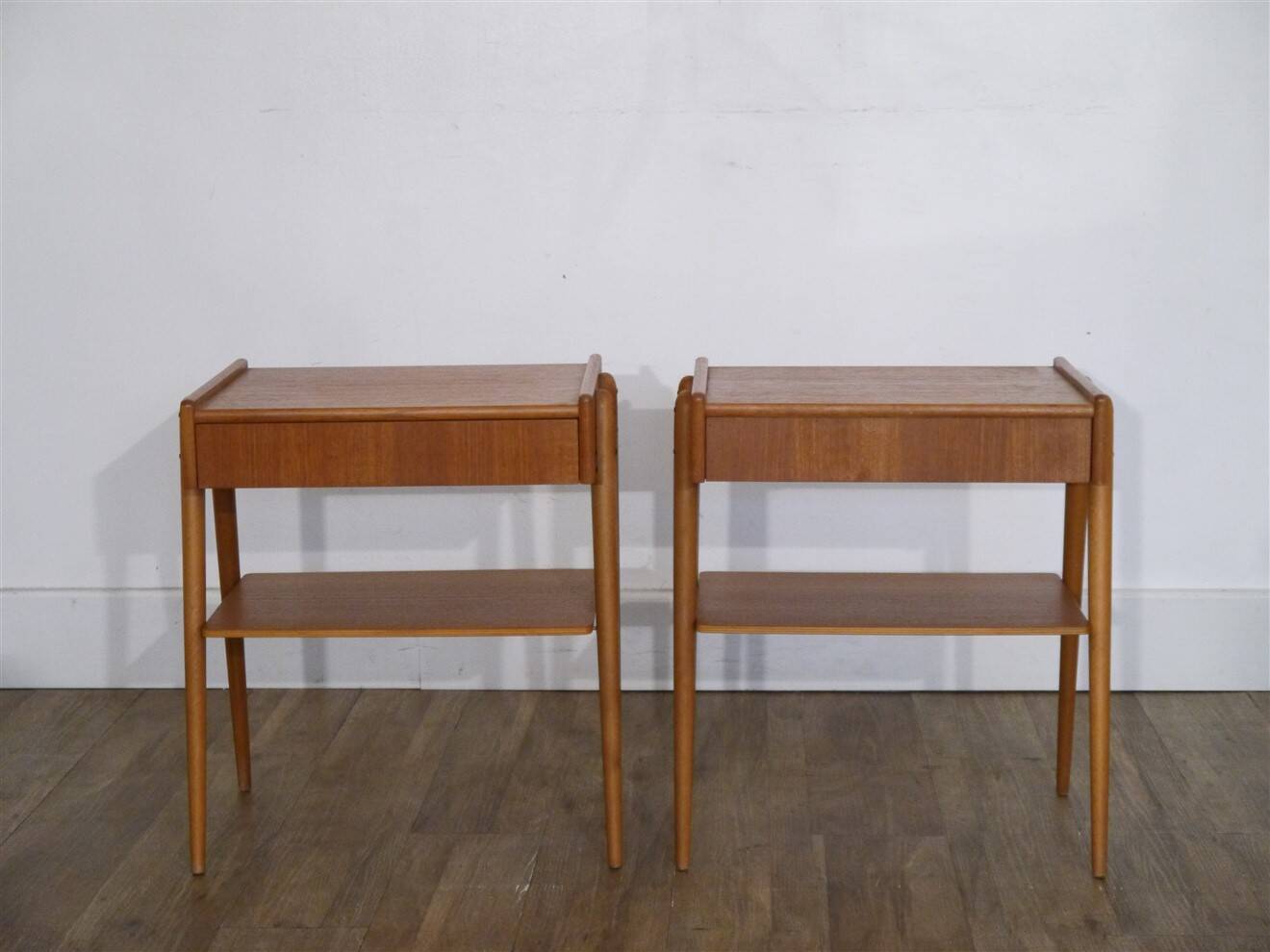 Scandinavian teak bedside tables by Carlstrom 1960