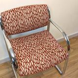 Vintage Strafor armchair in chrome tubular steel – organic fabric