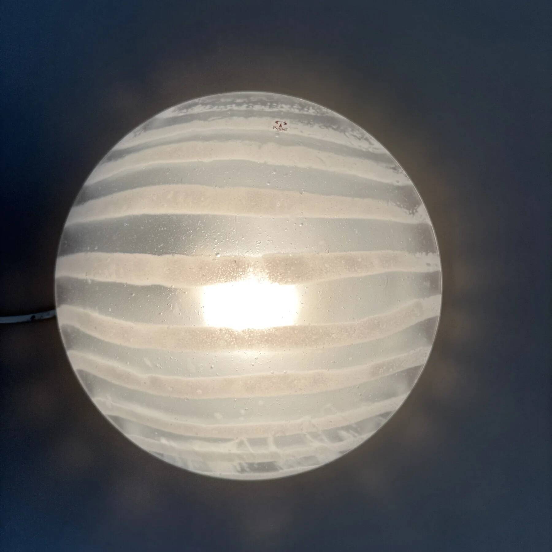 Peil & Putzler glass flush mount / wall lamp 'zebra', 1970s Germany