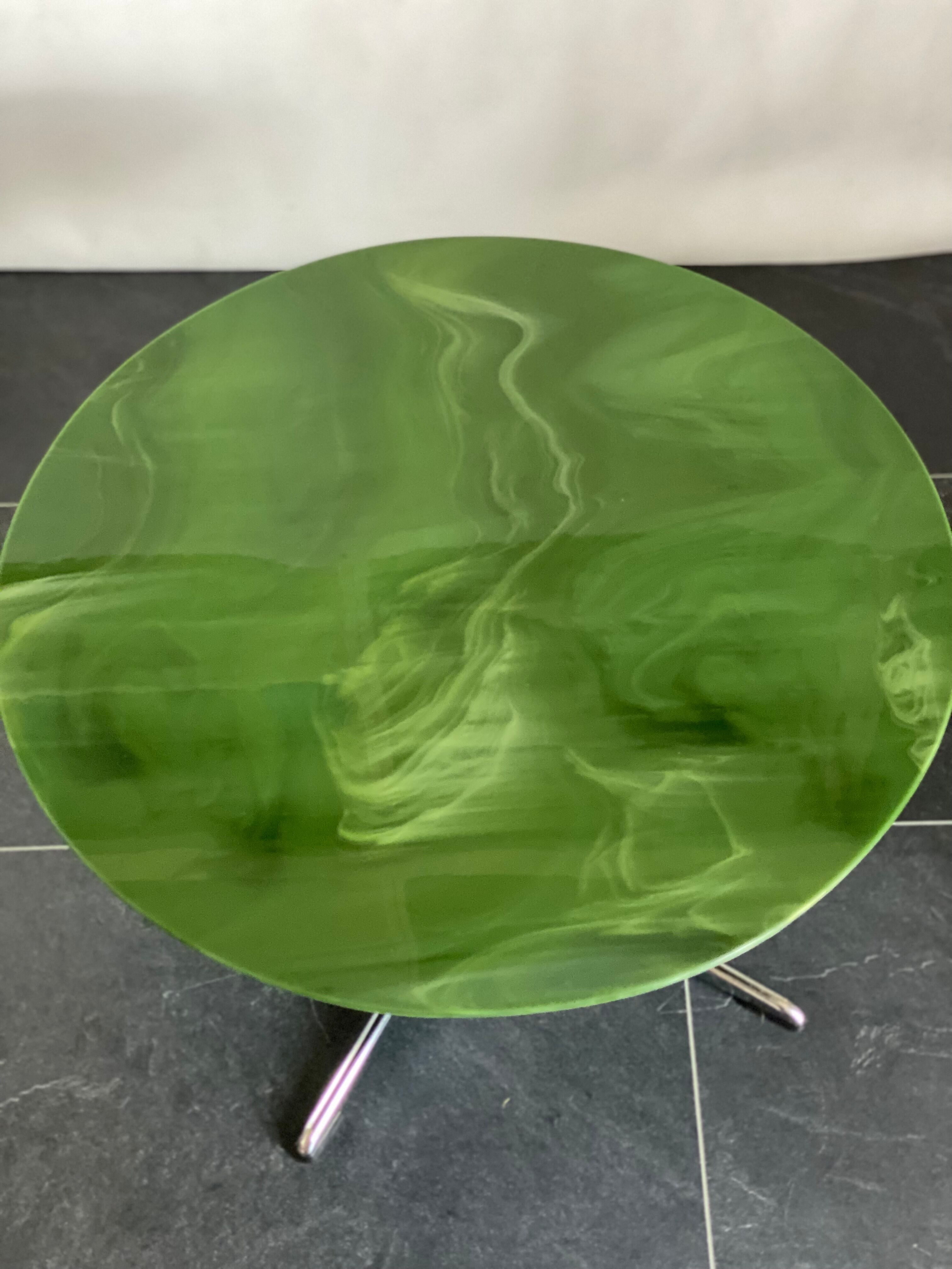 Green Marbled Glass Round Salon Table